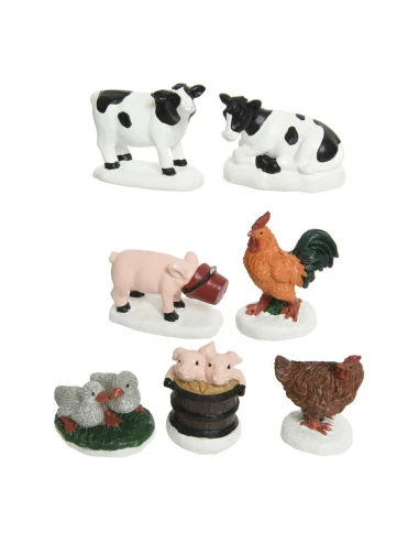 Blister De 7 Animaux De La Ferme En Polyresine
