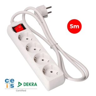 Multi-Prise 4 Bases Schuko + Interrupteur 5m 3x1,5mm Edm