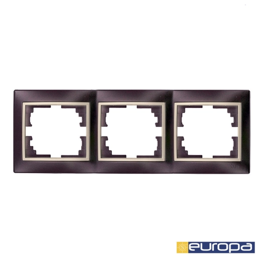 Cadre Horizontal Pour 3 Elements Cadre Noir Et Contour Perle 225x81x10mm S.Europa Solera Erp73nu