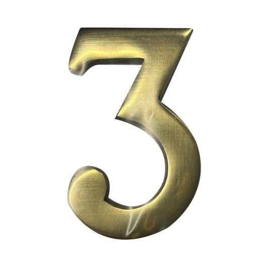 Numéro De Maison 3 En Laiton Puli 10cm Fixation Invisible