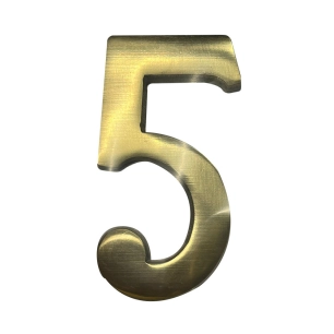Numéro De Maison 5 En Laiton Puli 10cm Fixation Invisible