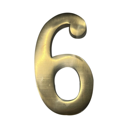 Numéro De Maison 6 En Laiton Puli 10cm Fixation Invisible