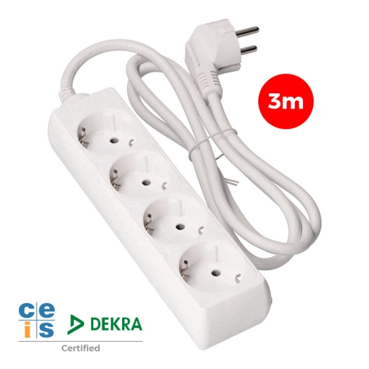 Multi-Prise 4 Bases Schuko 3m 3x1.5mm Edm