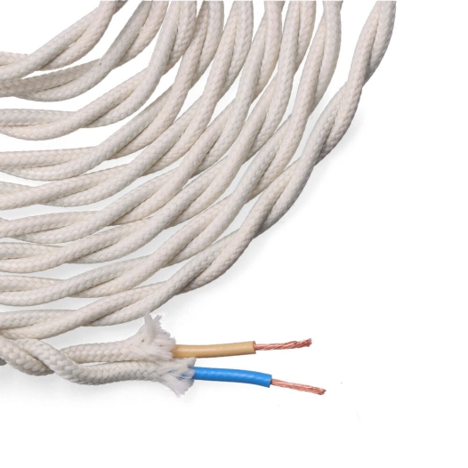 Câble Textile Tressé 2x0.75mm Coton 5m