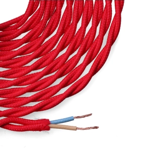 Câble Textile Tressé 2x0,75mm C-62 Rouge 5m