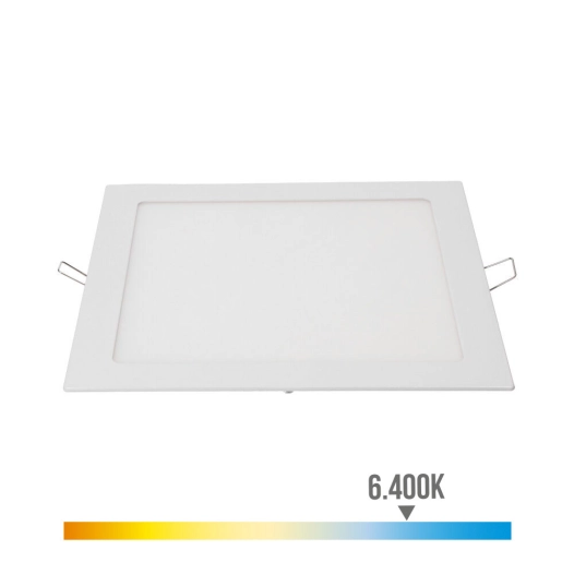 Downlight Led Encastrable Carre 20w Lumière Froide 6400k 1500lm Blanc 22x22cm Edm