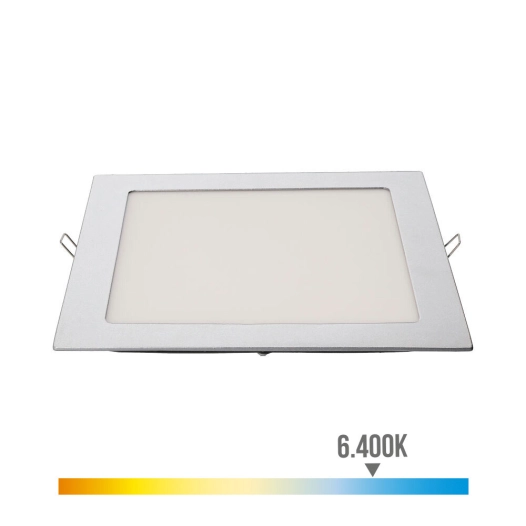Downlight Led Encastrable Carre 20w Lumière Froide 6400k 1500lm Chrome 22x22cm Edm