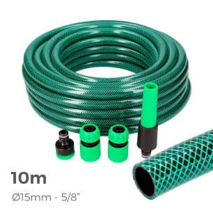 Kit Tuyau D'arrosage Basic Line Ø Intérieur 15mm Ø Extérieur 19mm (5/8'') - Rouleau 10m Avec Accessoires Edm