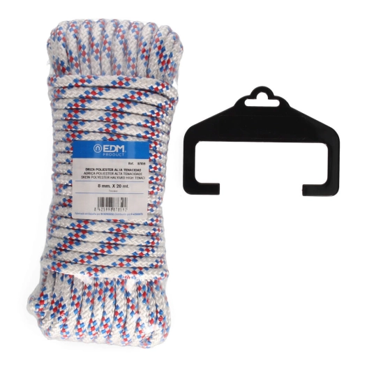 Écheveau 20 Mt. Polyester Drisse Tricolore Haute Tenacité. Calibre 8 Mm Edm