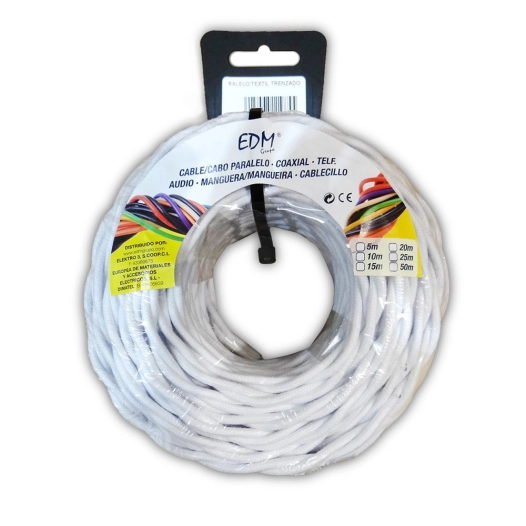 Câble Parallel Textile Torsadé 2x1mm Blanc 5m