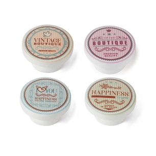 Lot 4 Boutons Ronds Pour Meuble Bois Illustré Mod.M8 Ø38mm. Rei