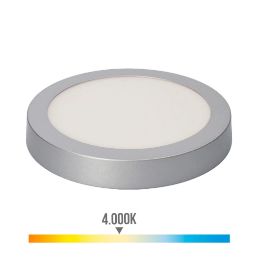 Downlight Led À Surface Ronde 20w 1500lm 4000k Chrome Lumière Du Jour Ø22,5x4cm Edm