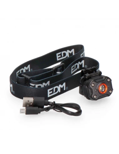 Lampe De Poche Frontale 1 Led 8w 400lm Rechargeable Edm
