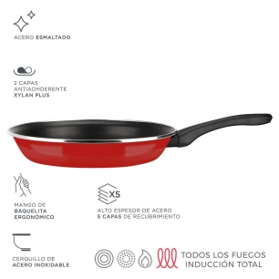 Poele Optimax Ø20cm Rouge Acier Aisi 430 Fagor