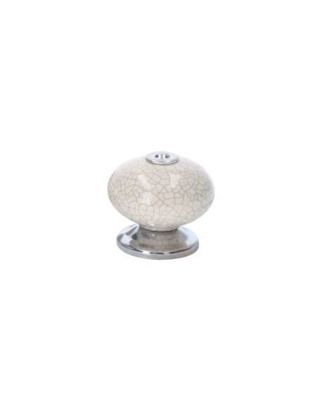 Lot 4 Boutons Ronds Pour Meuble Porcelaine Blanc Mod.E509 Ø40mm. Rei