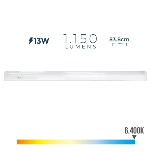Réglette Led Électronique 13w 1150lm 6400k Lumiere Froide 3,6x83,8x3cm Edm
