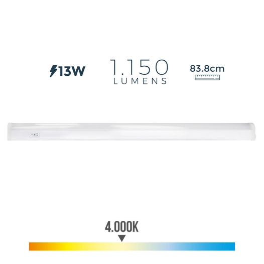 Réglette Led Électronique 13w 1150lm 4000k Lumiere Du Jour 3,6x83,8x3cm Edm