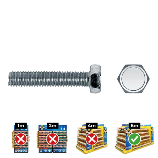 Vis Metrique Hexa. Din 933 8x60 Zinc Plat. Boîte 50 Uni. Celo