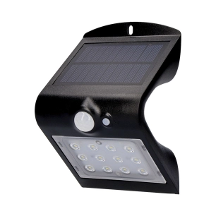 Support Mural Solaire 1.5w 220lm Rechargeable. Capteur De Présence (2-6m) Couleur Noir Edm