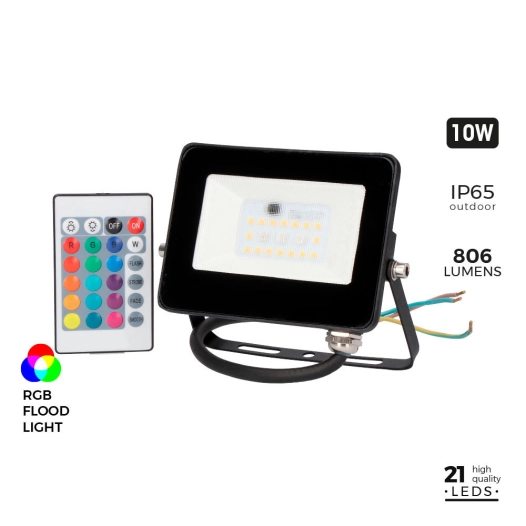 Projecteur Led Rgb 10w 806lm 12x8,8x2,4cm Edm