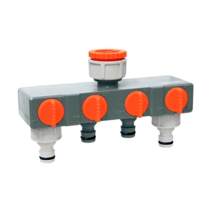 Adaptateur 4 Voies Pour Robinet De Jardin Avec Raccords Rapides 19mm 3/4'' Edm