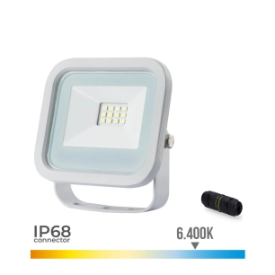 Projecteur Led 10w 700lm 6400k Lumière Froide 9,2x2,7x8,1cm Blanc Edm
