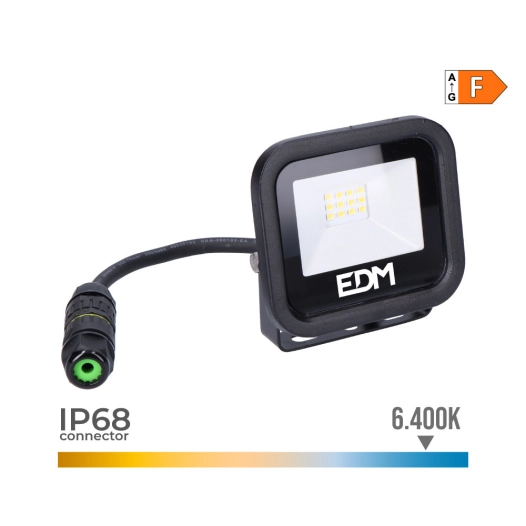 Projecteur Led 10w 800lm 6400k Lumière Froide Black Séries 9,2x8,1x2,7cm Edm