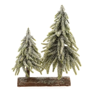 Set De Deux Mini Arbres Sur Socle En Bois 28x16x28cm.