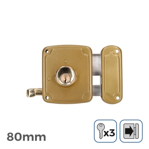 Serrure Droite 80mm 3 Clés Inclus