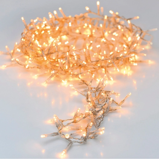 Guirlande Fixe Mini-Light 180 Ampoules Blanc Chaud Câble Transparent 16,5m