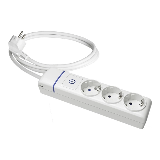 Base Multiple 3 Prises T/Tl + Interrupteur D'éclairage. 1.5m De Cable H05vv-F 3g1,5mm² 8013pil Solera