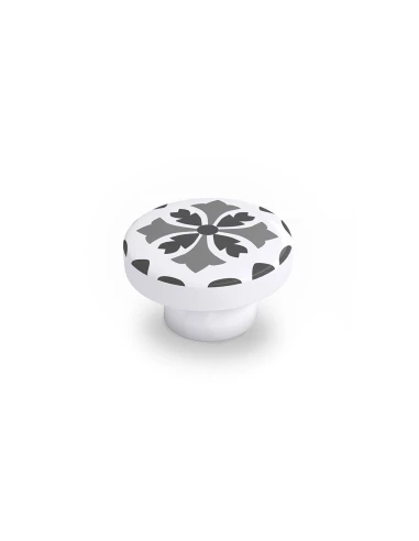 Lot 4 Boutons Ronds Pour Meuble Bois Gris Mod.E243 Ø38mm