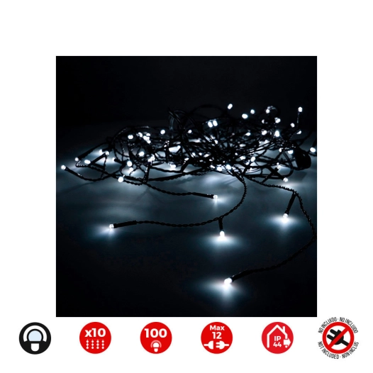 Rideau Lumineux Easy-Connect 2x1m 10 Bandes 100 Leds Blanc Froid 30v (USAGE Int. Ext.) Edm Total 1,8w