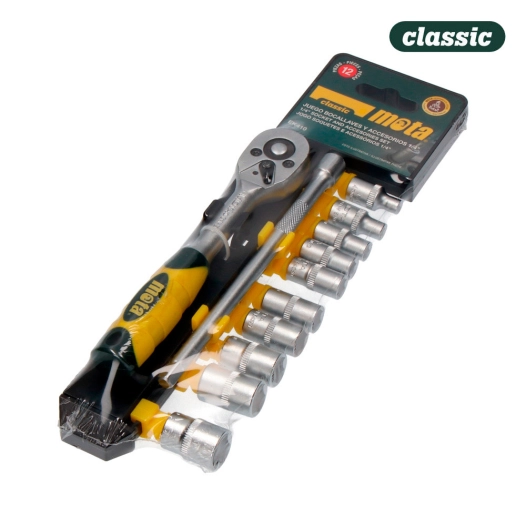 Kit De 12pcs. Douilles Et Accessoires 1/4''. Cr.V. Ek410 Mota