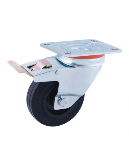 Frein Roue Pivotante Caoutchouc Noir Caoutchouc Ø125mm (ROUE) Afo