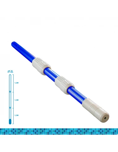 Perche Télescopique Ø41mm Manche En 3 Parties De 1,20m Longueur Totale: 3,6m (PLIÉE 1,3m) Avec Tube Aluminium Edm 0,30mm