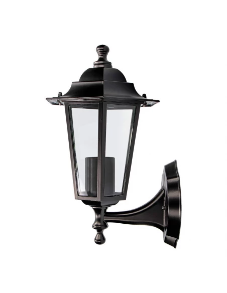 Aplique En Aluminium Et Verre Murale. Ip44 E27 60w Couleur Noir Ø19.5x21x32cm Modèle Zurich Edm