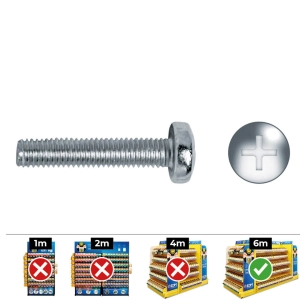 Vis Metrique Philips Din 7985 6x10 Zinc. Boîte 250 Uni. Celo