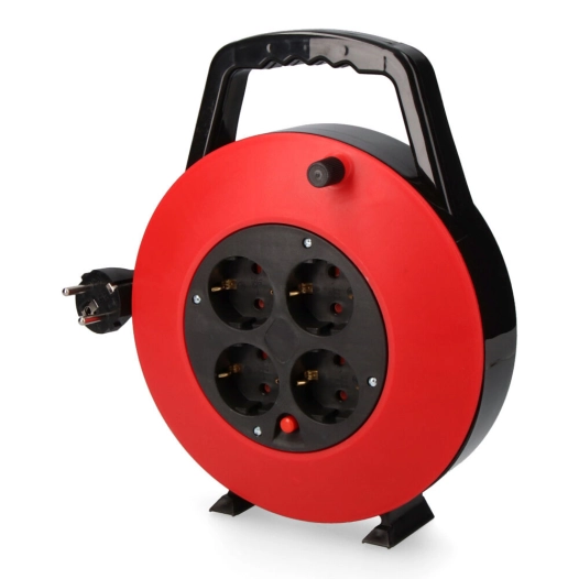 Enrouleur De Câble Domestique 10m 3x1mm 4 Prises T/Tl À Protection Thérmique Edm