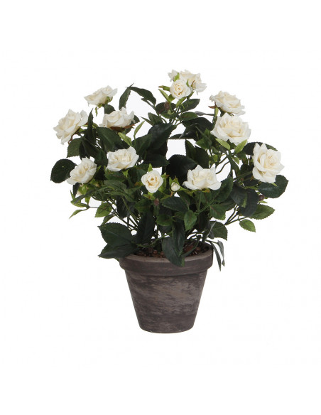Rosier Artificiel Blanc Réalisme sans entretien, pot inclus - MICA DECORATIONS