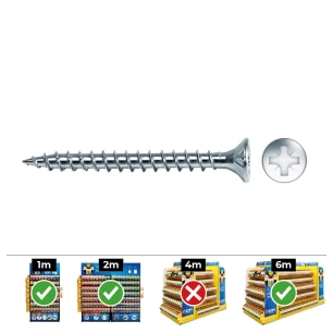 Boîte De 1000 Vis À Bois Pz Fraisées Din/Ref Vlox 3.5x25 Acier Zinqué + Lubr. Celo
