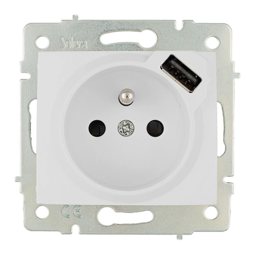 Base Bipolaire T/Tl 16a 250v Avec Usb, Obturateur, S.Europa Solera Erp60fusb