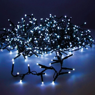 Guirlande Led Compacte Clignotante Vert-Bleu 16m 500 Leds Cable Vert