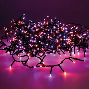 Guirlande Led Compacte Clignotante Exterieur Violet Et Orange 16m 500l Cable Noir