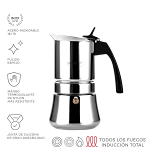 Cafetière Etnica 4 Tasses De Cafe Acier Inoxydable 18/10 Fagor