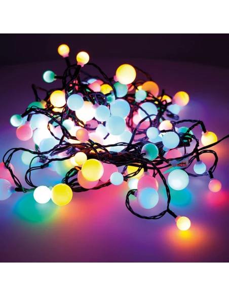 Guirlande Lumineuse Led ''CHERRY'' Ampoules De 3 Tailles 14m 120 Led Multi-Couleur Extérieur.