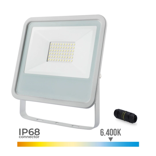 Projecteur Led 50w 3500lm 6400k Lumière Froide 19,2x2,9x17,5cm Blanc Edm