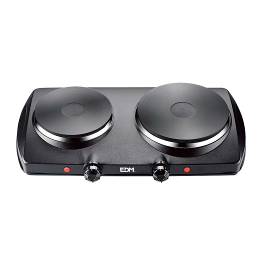 Plaque Electrique Noire 1400w 2 Feux Ce/A13 46,5x26x8,5cm Edm