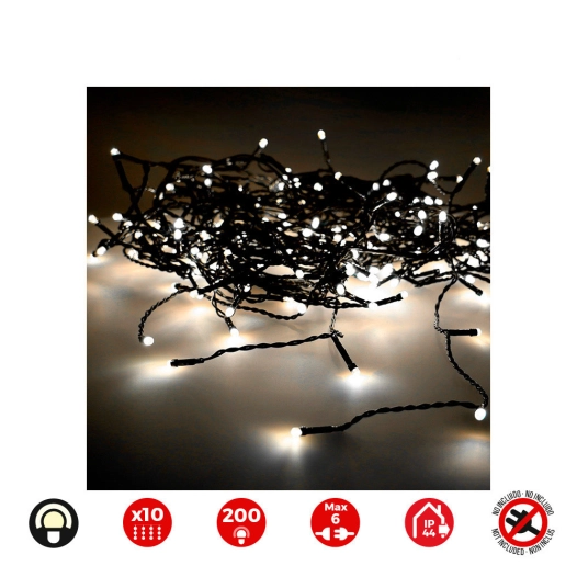 Rideau Lumineux Easy-Connect 2x2m 10 Bandes De 200 Led Blanc Chaud 30v (USAGE Int. Ext.) Edm Total 3,2w