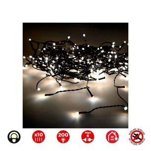 Rideau Lumineux Easy-Connect 2x2m 10 Bandes De 200 Led Blanc Chaud 30v (USAGE Int. Ext.) Edm Total 3,2w